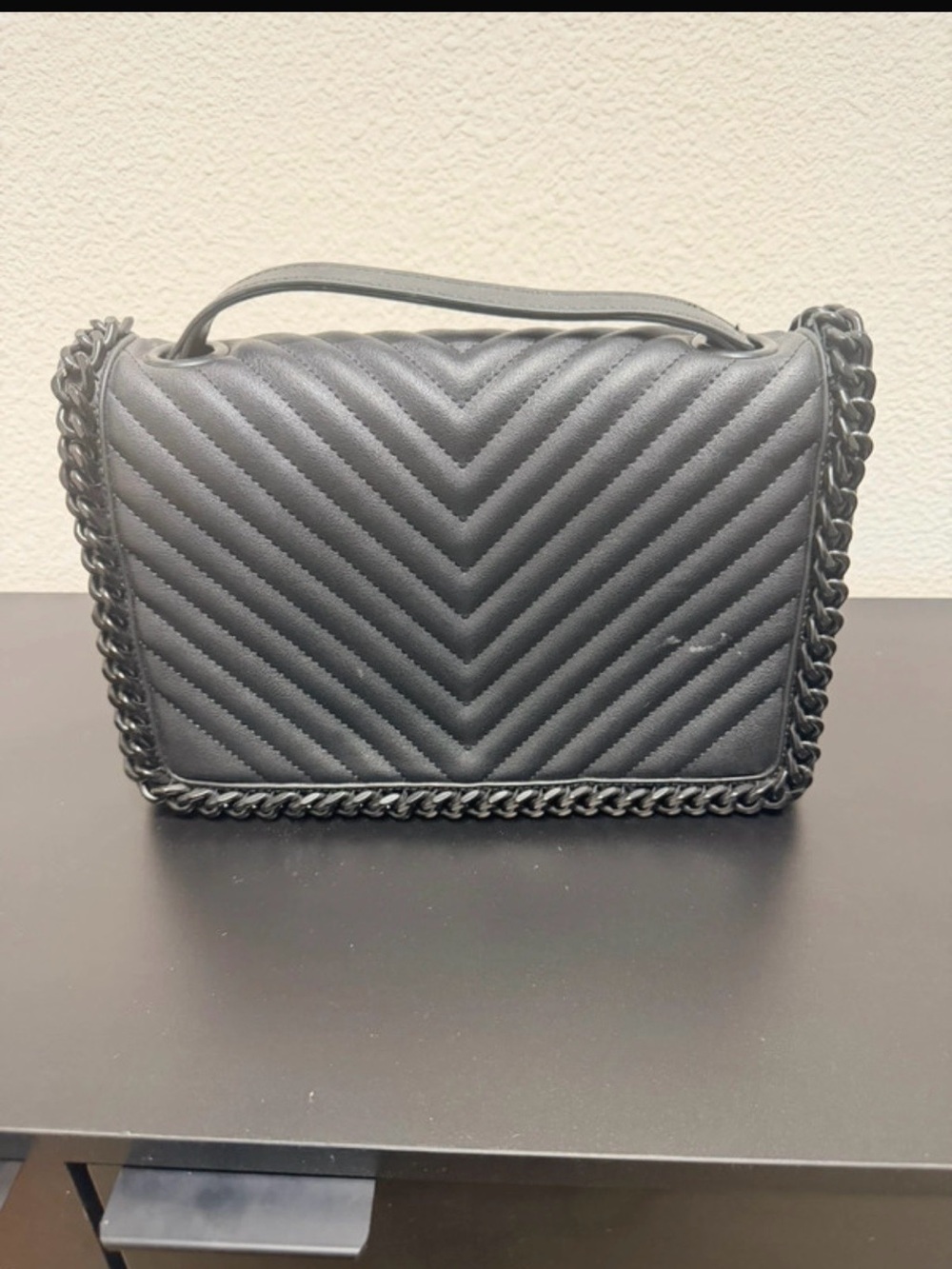 Aldo Quilted Chevron Shoulder Bag in Black